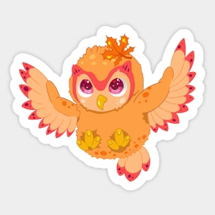 The little cute orange owl- for Men or Women Kids Boys Girls love owl Sticker